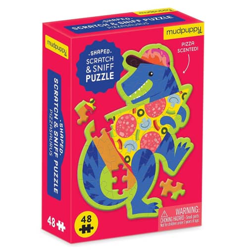 Mudpuppy Pizzasaurus 48 Piece Scratch and Sniff Shaped Mini Puzzle