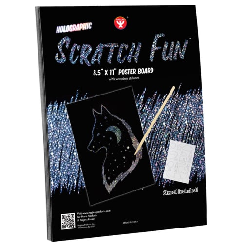 Holographic Scratch Fun Poster Board 8.5" x 11" - 10 sheets with 2 styluses