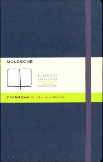 Classic Sapphire Blue Hardcover Large Notebook - Plain