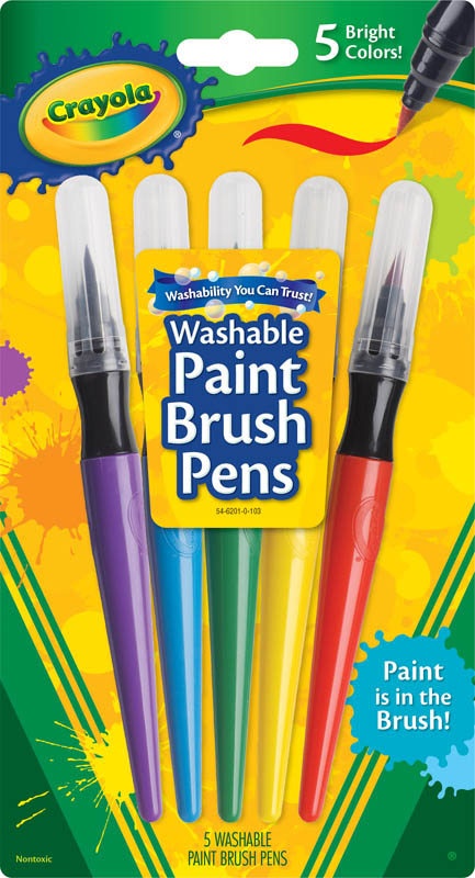 Crayola Project Paintbrush Pens, Washable - 5 paintbrush pens