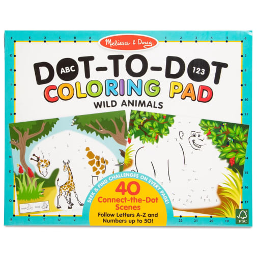 Melissa & Doug ABC 123 Dot-to-Dot Coloring Pad - Wild Animals