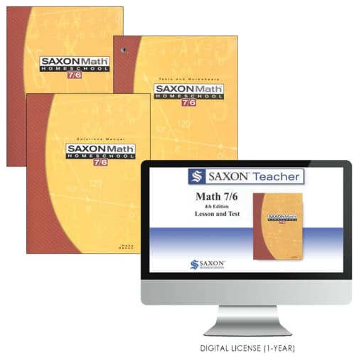 Saxon Math 7/6 Homeschool Kit + Saxon Teacher Digital License 1 year 4th Edition