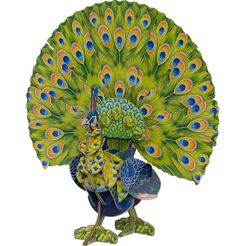 Voices of Nature - Green Peafowl 3D Kraft Paper Puzzle