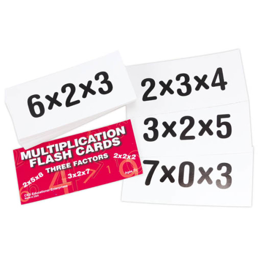 Multiplication Flash Cards - Three Factors (80 cards)