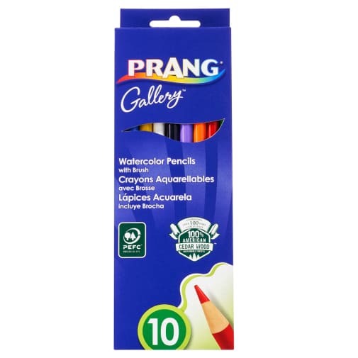 Prang Watercolor Pencils with Brush - Set of 10