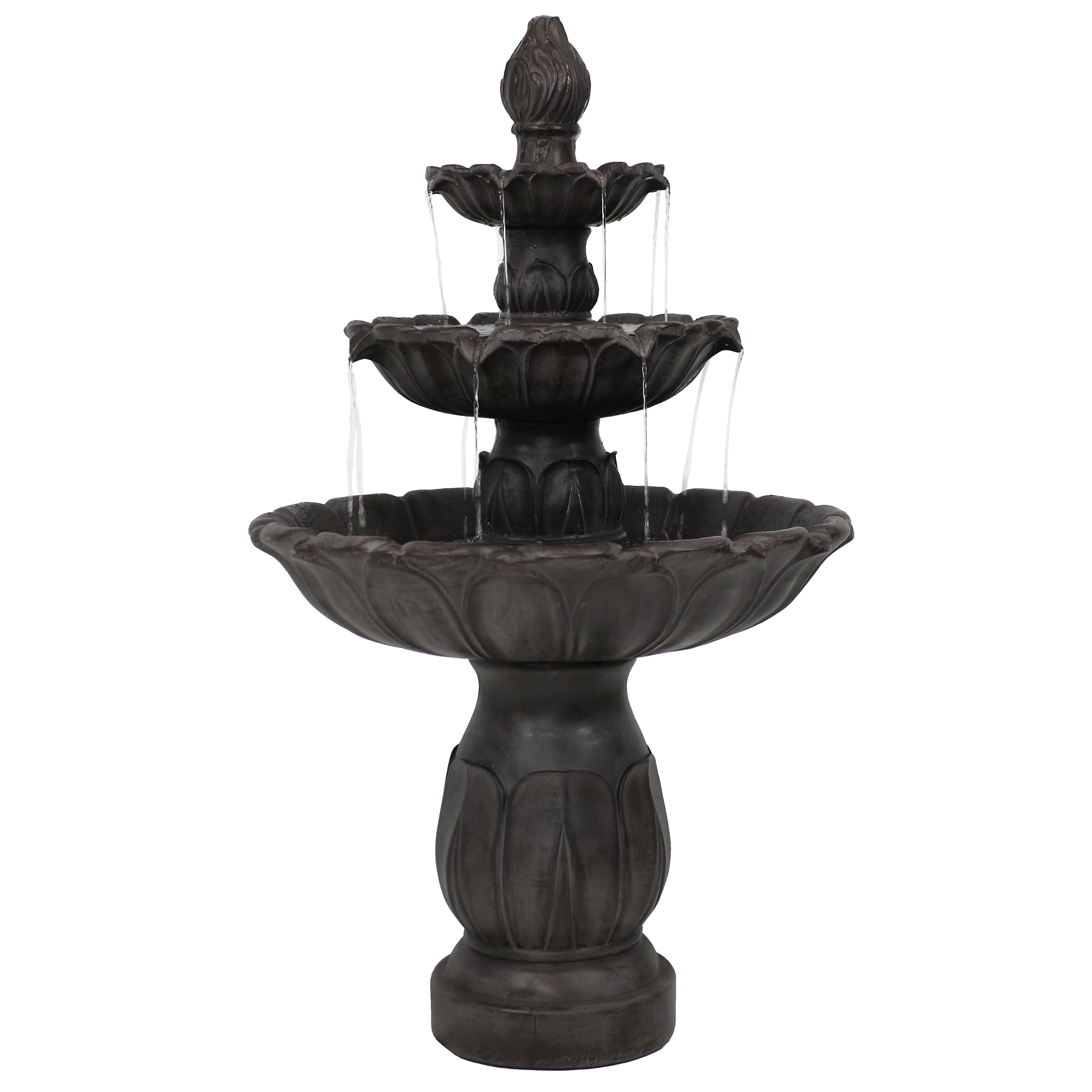 Sunnydaze 3-Tier Classic Tulip Outdoor Water Fountain - 46-Inch