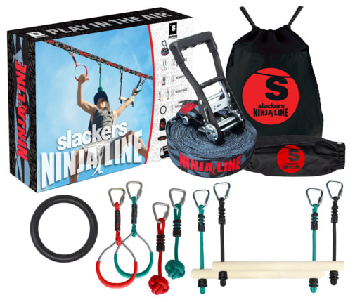 Slackers NinjaLine 36 ft Intro Kit with 7 Hanging Outdoor Obstacles | Bolder Play