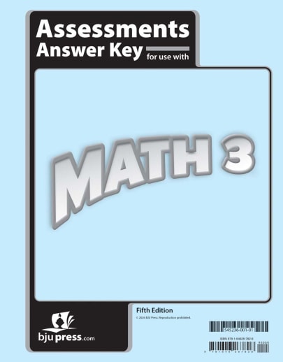BJU Press Math 3 Assessments Answer Key 5th Edition