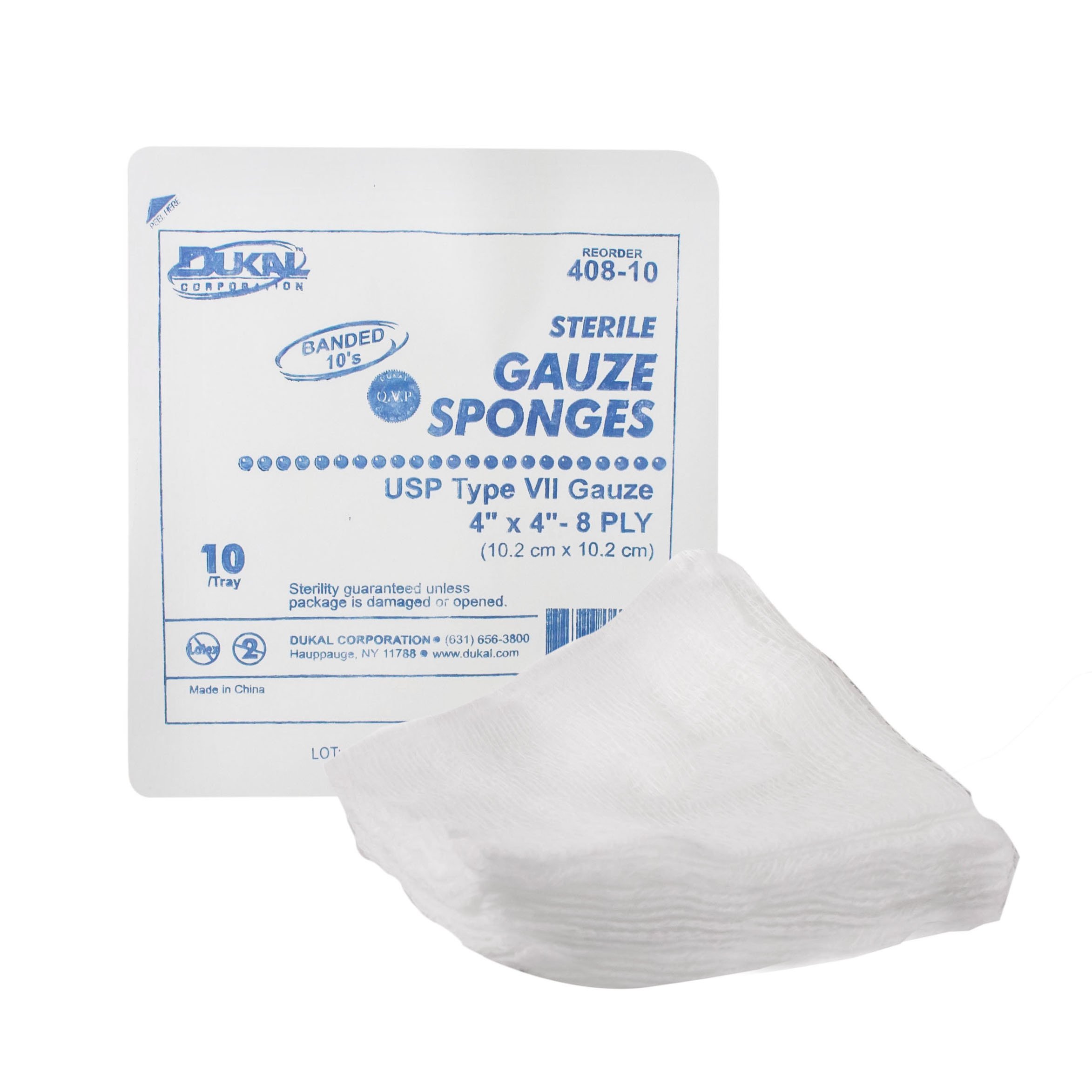 Dukal Sterile USP Type VII Gauze Sponge, 4 x 4 Inch, 8-Ply MK 768876