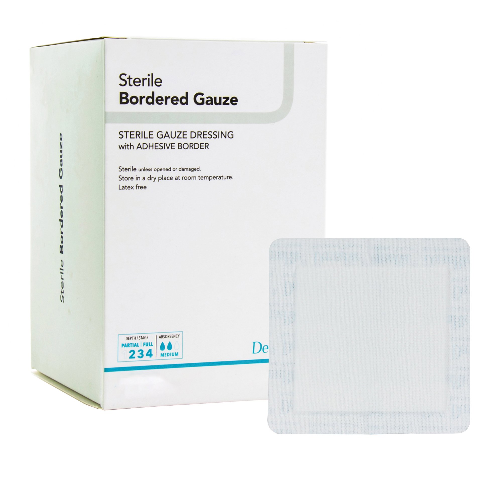 DermaRite Gauze Adhesive Dressing, White, Sterile, 4 X 8 inch MK 946445