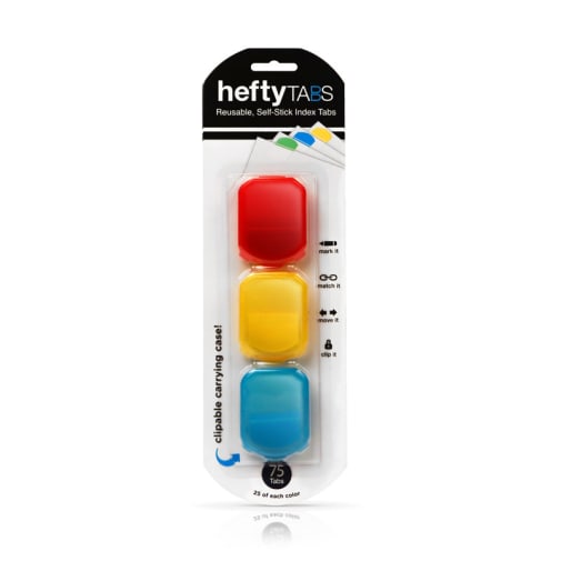 Hefty Index Tabs - 1" x 1.5" - 75 red, yellow, blue