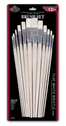 Royal & Langnickel Flat White Bristle Paint Brush Set (12 piece)