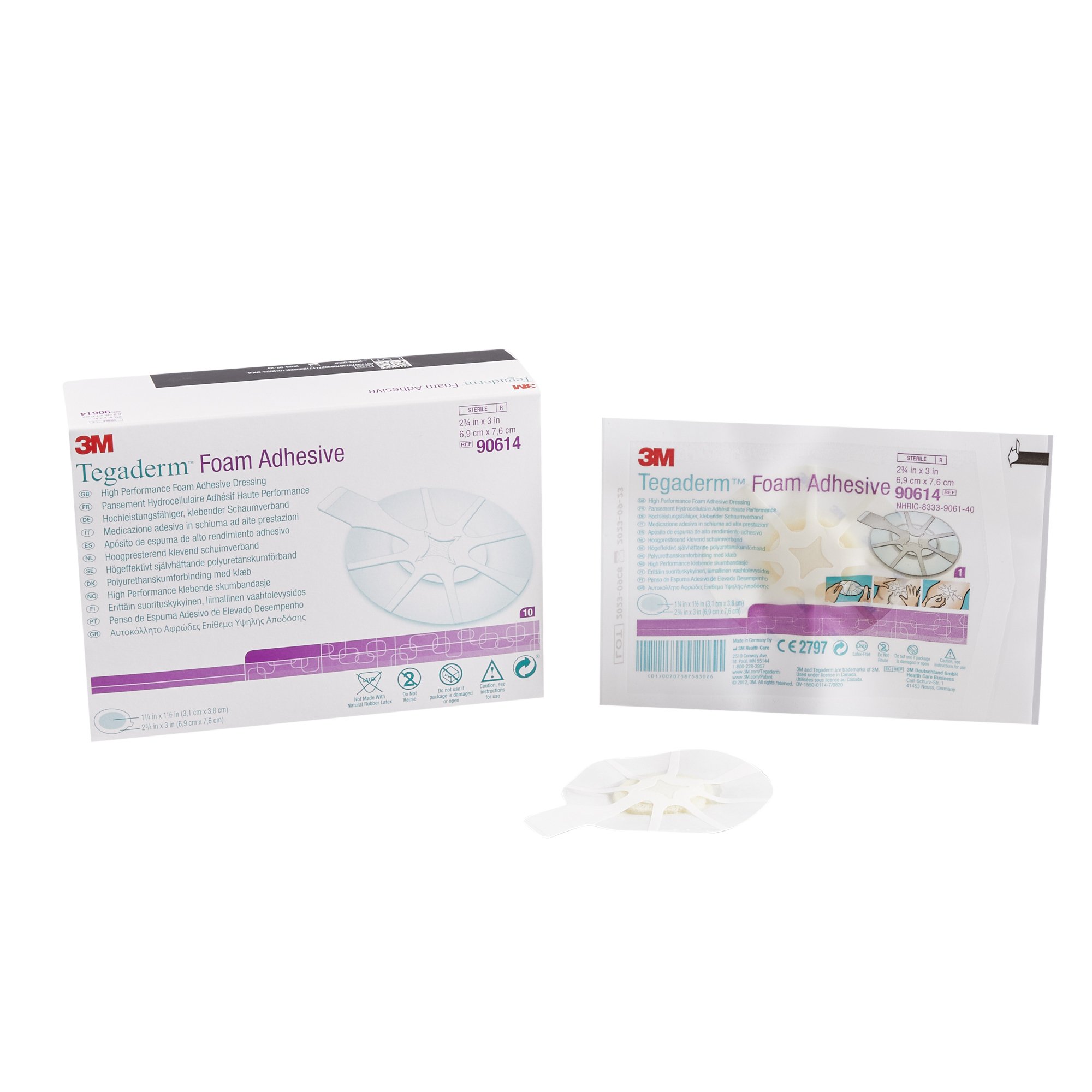 3M Tegaderm High Performance Adhesive with Border Foam Dressing, 2 x 2 Inch MK 695850