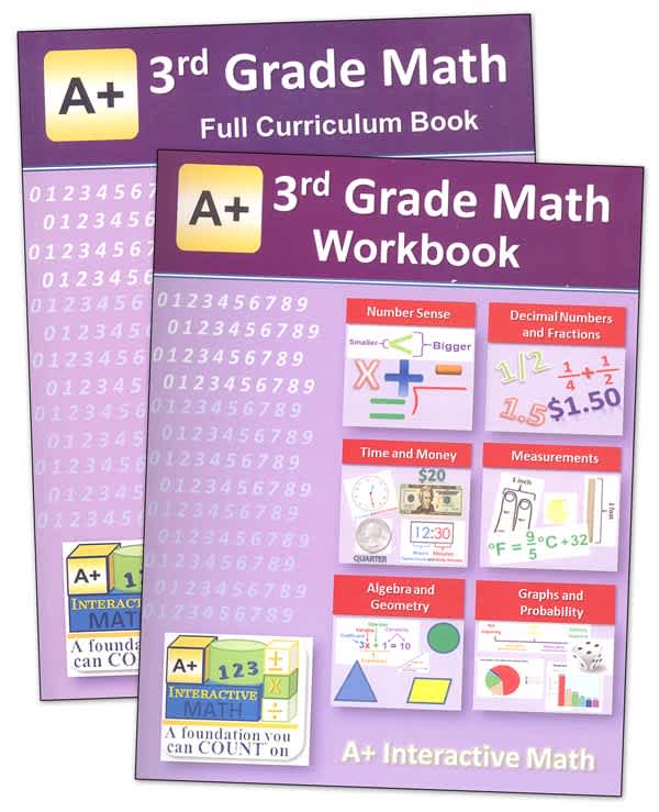 A+ Interactive Math 3rd Grade Full Curriculum Textbook & Workbook Bundle