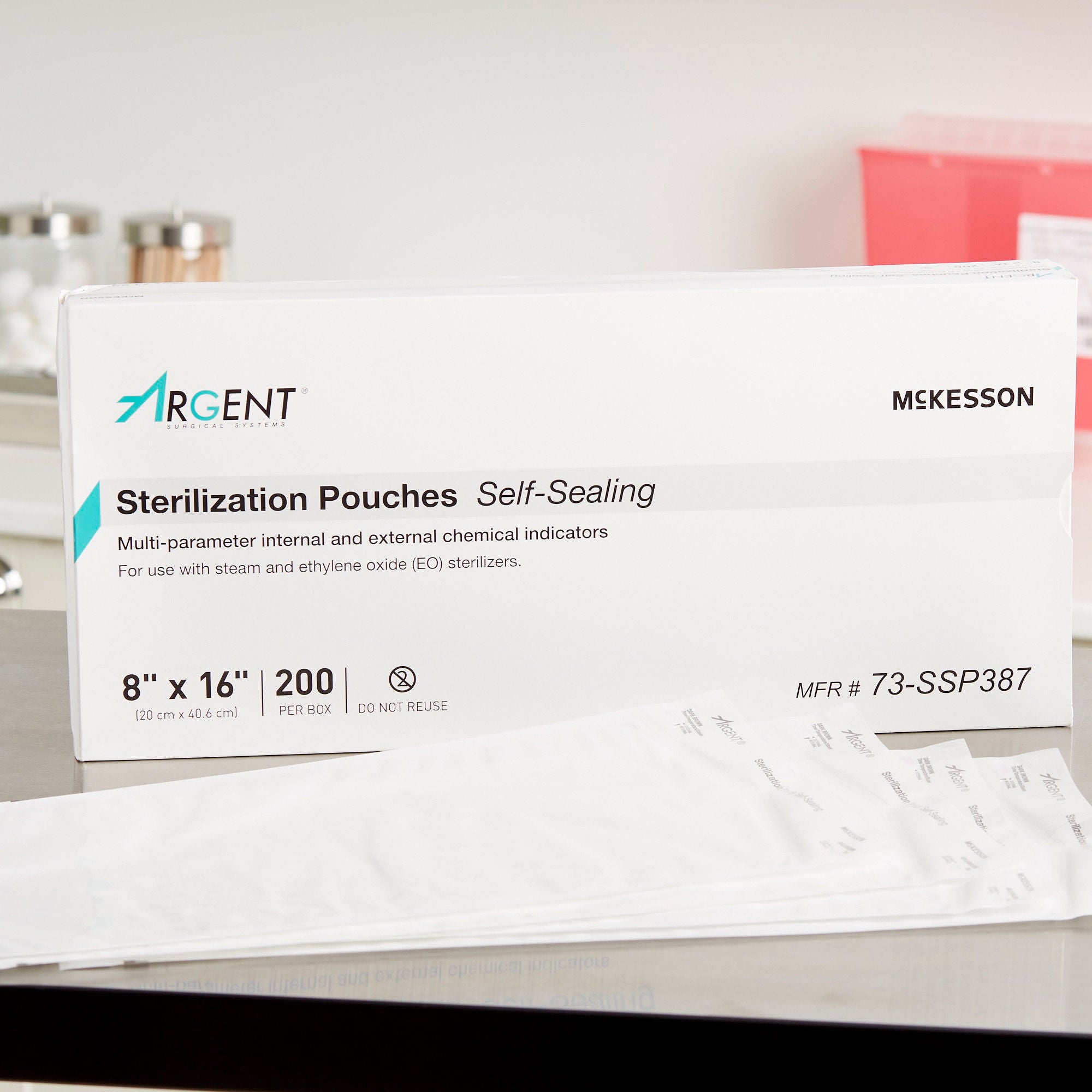 McKesson Argent Sure-Check Sterilization Pouch, 8 x 16 Inch MK 527135