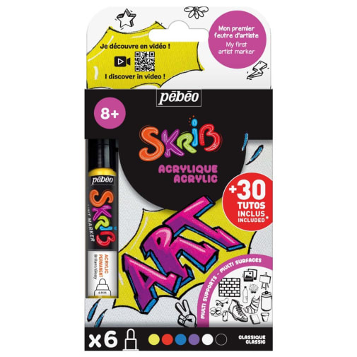 Pebeo Skrib Acrylic Paint Markers - Classic (set of 6)