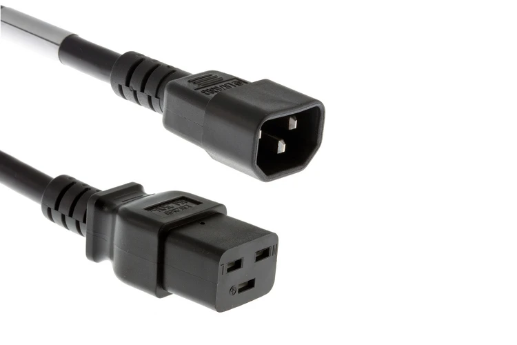 AC Power Cord, C14 to C19, 14 AWG, 2ft, Black