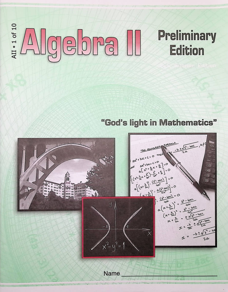 Algebra II LightUnit 1 Sunrise Edition Preliminary Edition