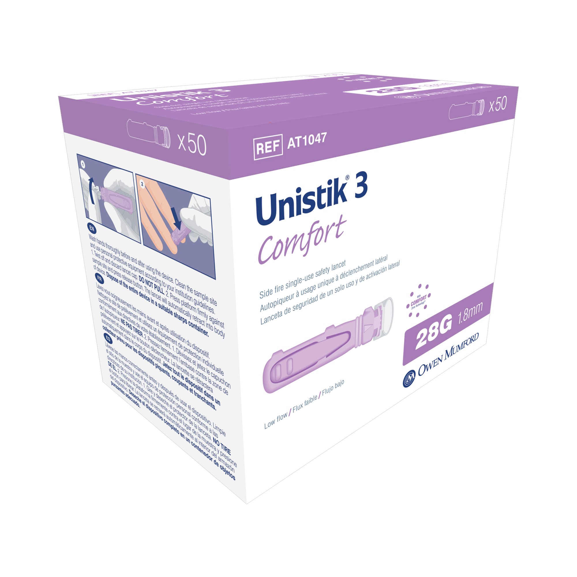 Unistik 3 Comfort Safety Lancet, 28 Gauge, 50 ct. MK 701114