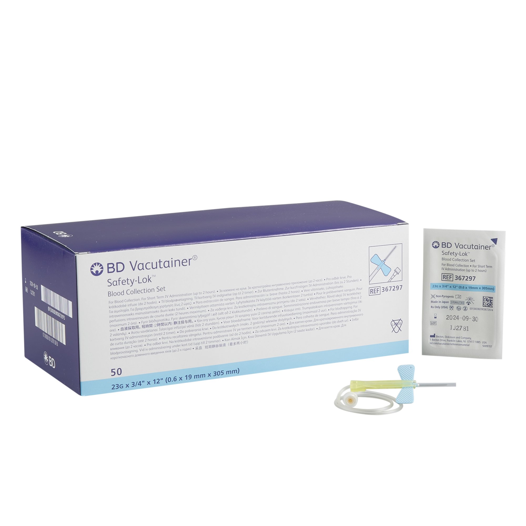 BD Vacutainer Safety-Lok Blood Collection Set, 23 Gauge, -inch needle length, 12-inch Tubing MK 234464