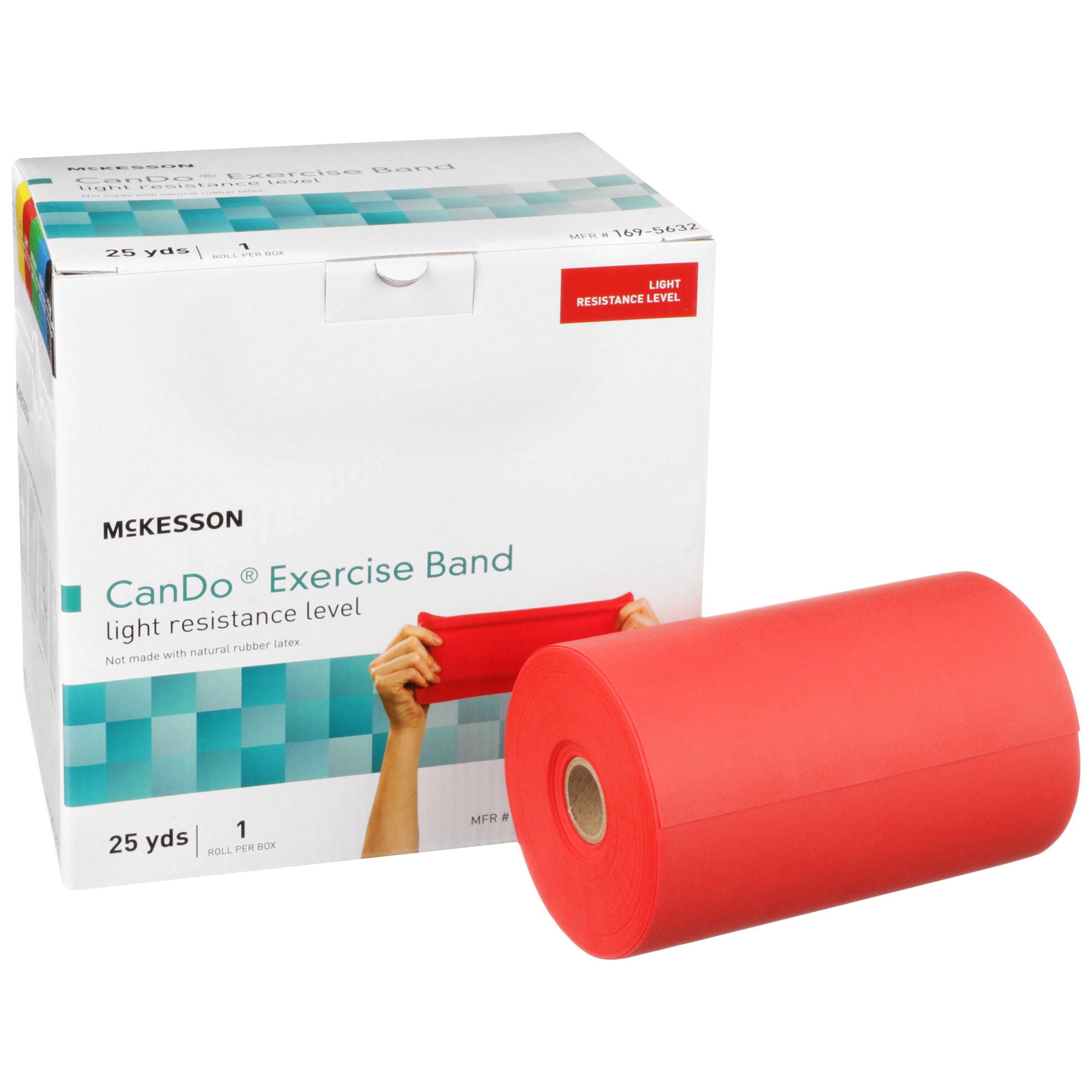 McKesson Exercise Resistance Band, Red, 5 Inch x 25 Yard, Light Resistance MK 1073316