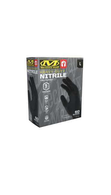 5 Mil Heavy Duty Black Nitrile Gloves (Pack of 50)