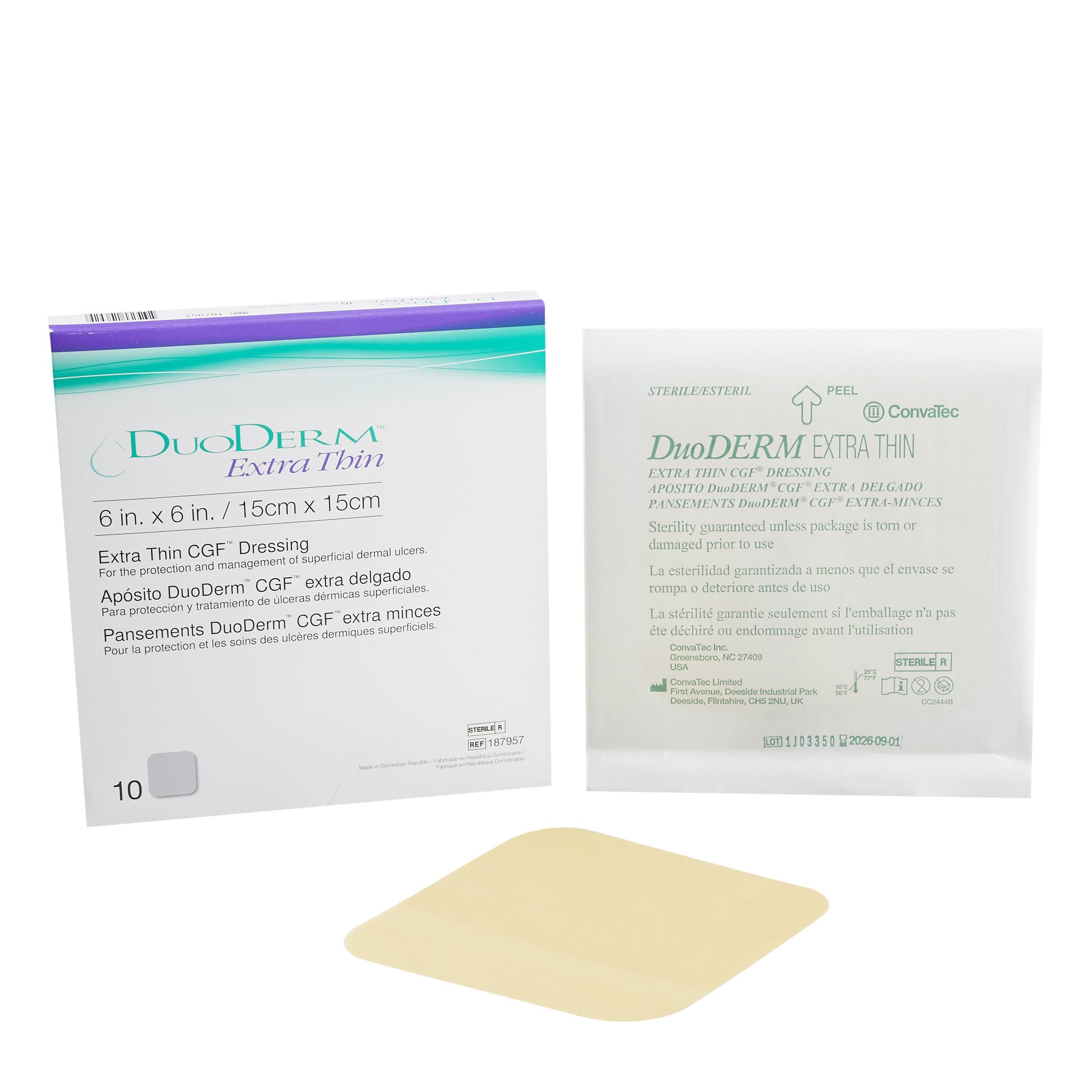 DuoDerm Extra Thin Hydrocolloid Dressing, 6 x 6 Inch MK 187665