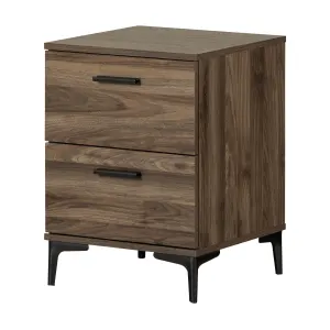 2-Drawer Nightstand with Metal Legs