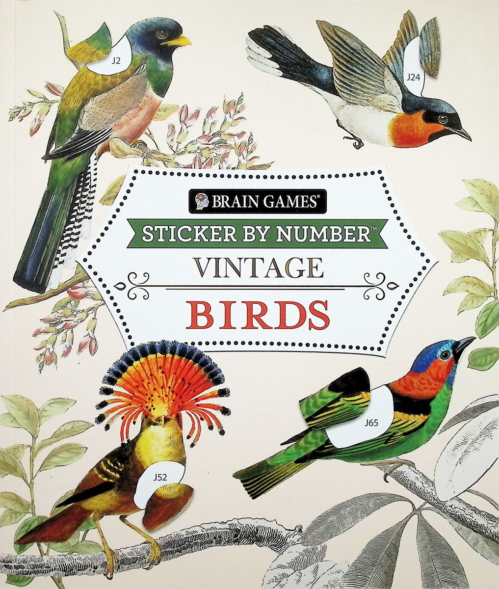 Sticker by Number - Vintage Birds (Brain Games) 104 pages