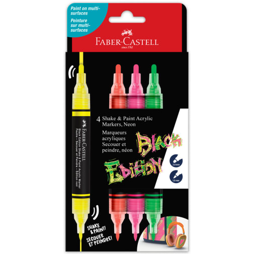 Shake & Paint Markers Black Edition: Neon Colors (4 count)