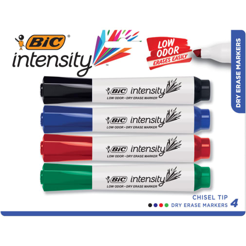 BIC Intensity Dry Erase Markers 4 pack w/ Chisel Tip