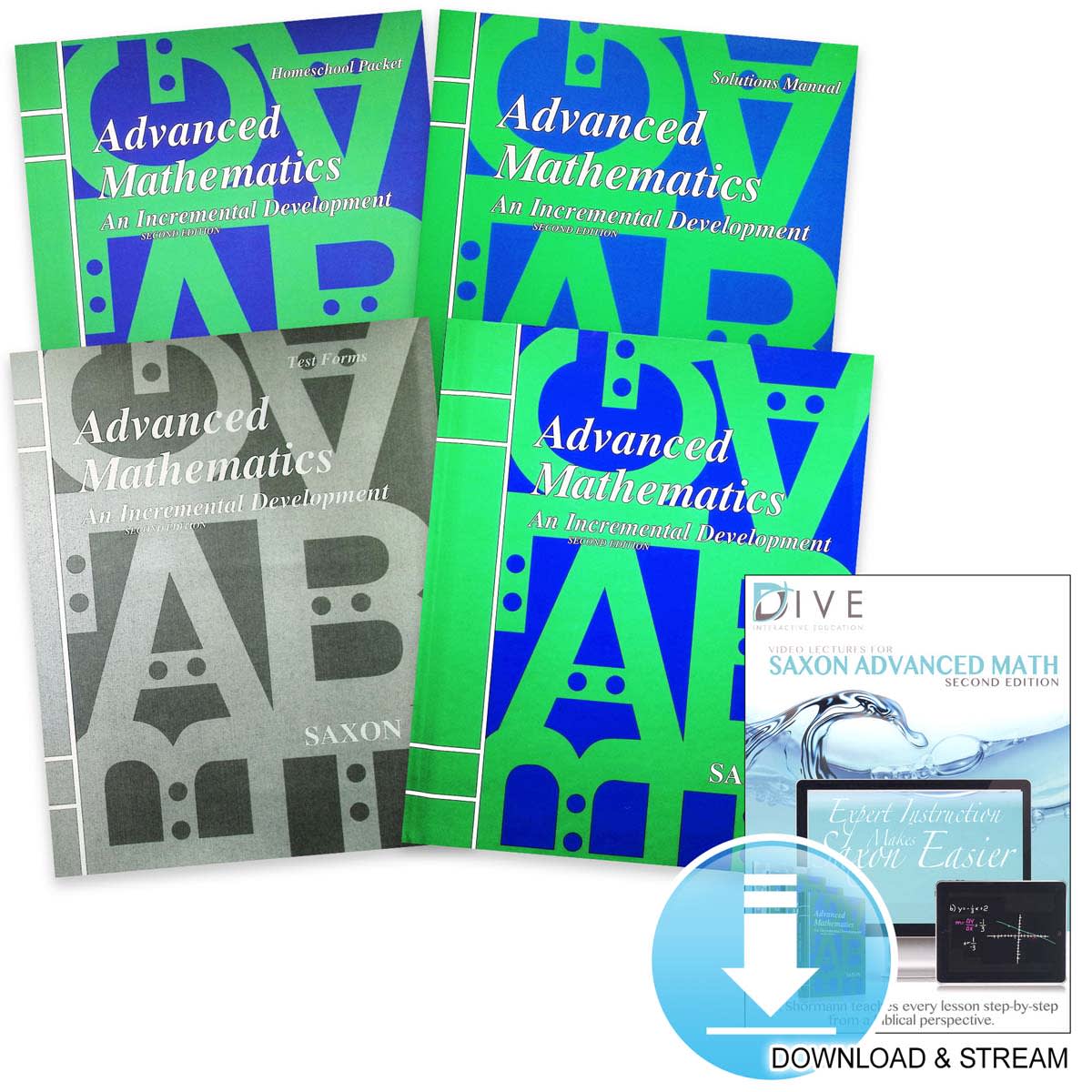 Saxon Advanced Math 2nd Edition Homeschool Study Kit with Solutions Plus DIVE Download & Stream
