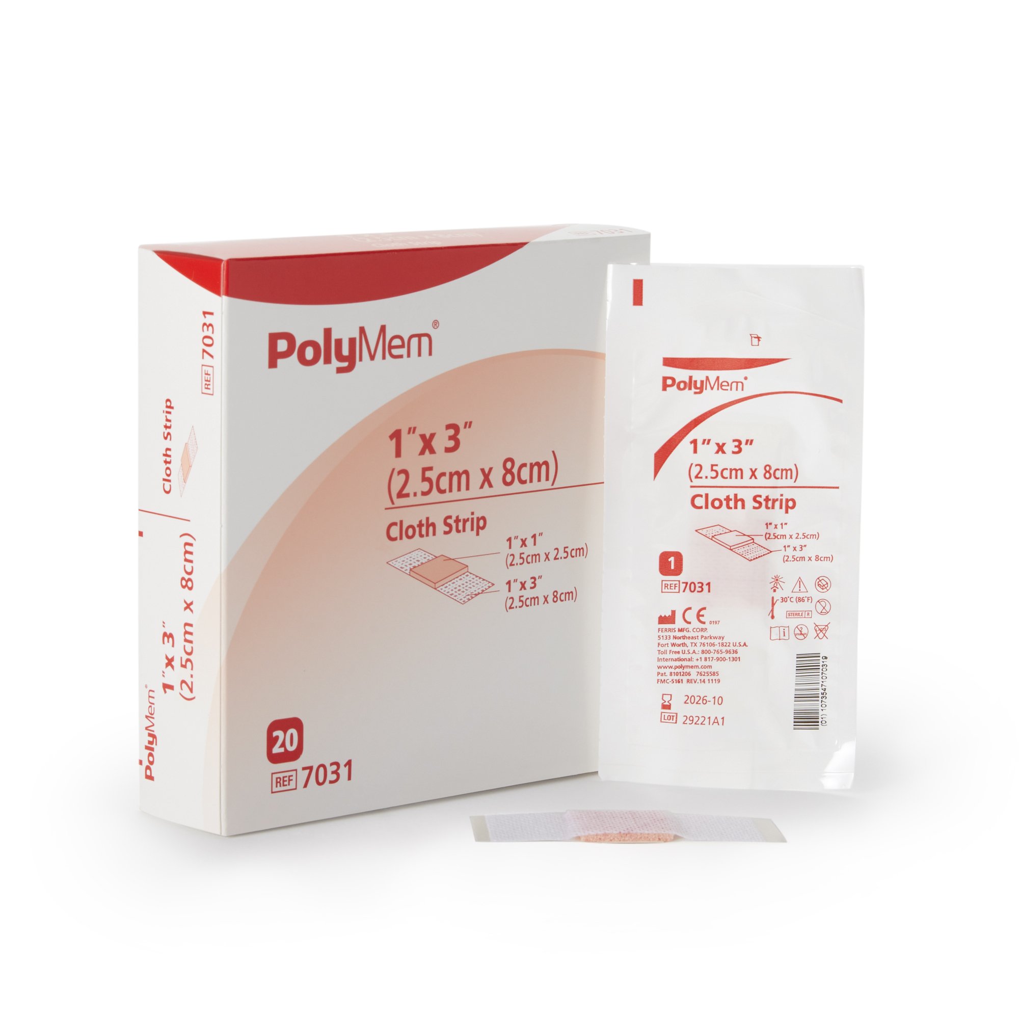 PolyMem Pink / White Adhesive Strip, 1 x 3 Inch MK 543360