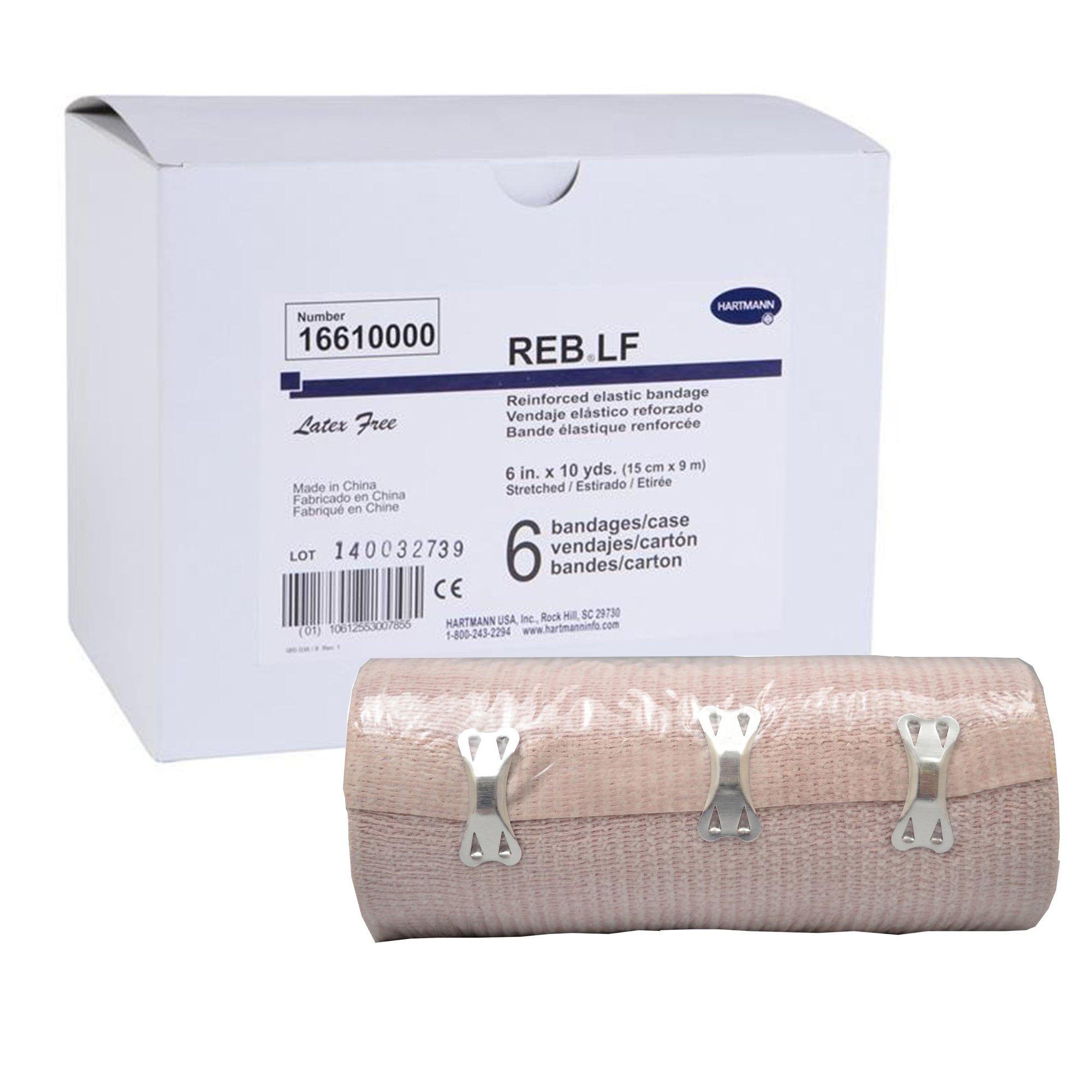 REB LF Clip Detached Closure Elastic Bandage, 6 Inch x 10 Yard MK 293605