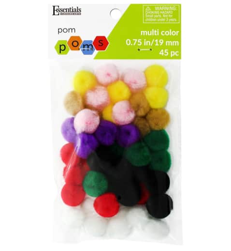 Essentials Pom-Poms 3/4" Multi Colors (45 piece)