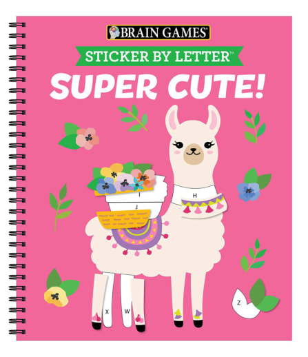 Sticker by Letter: Super Cute! (Brain Games) 52 pages
