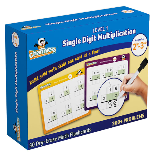 Single Digit Multiplication Level 1 Dry-Erase Math Flashcards