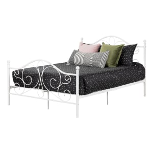 Metal Platform Bed with Headboard and Metal Slats