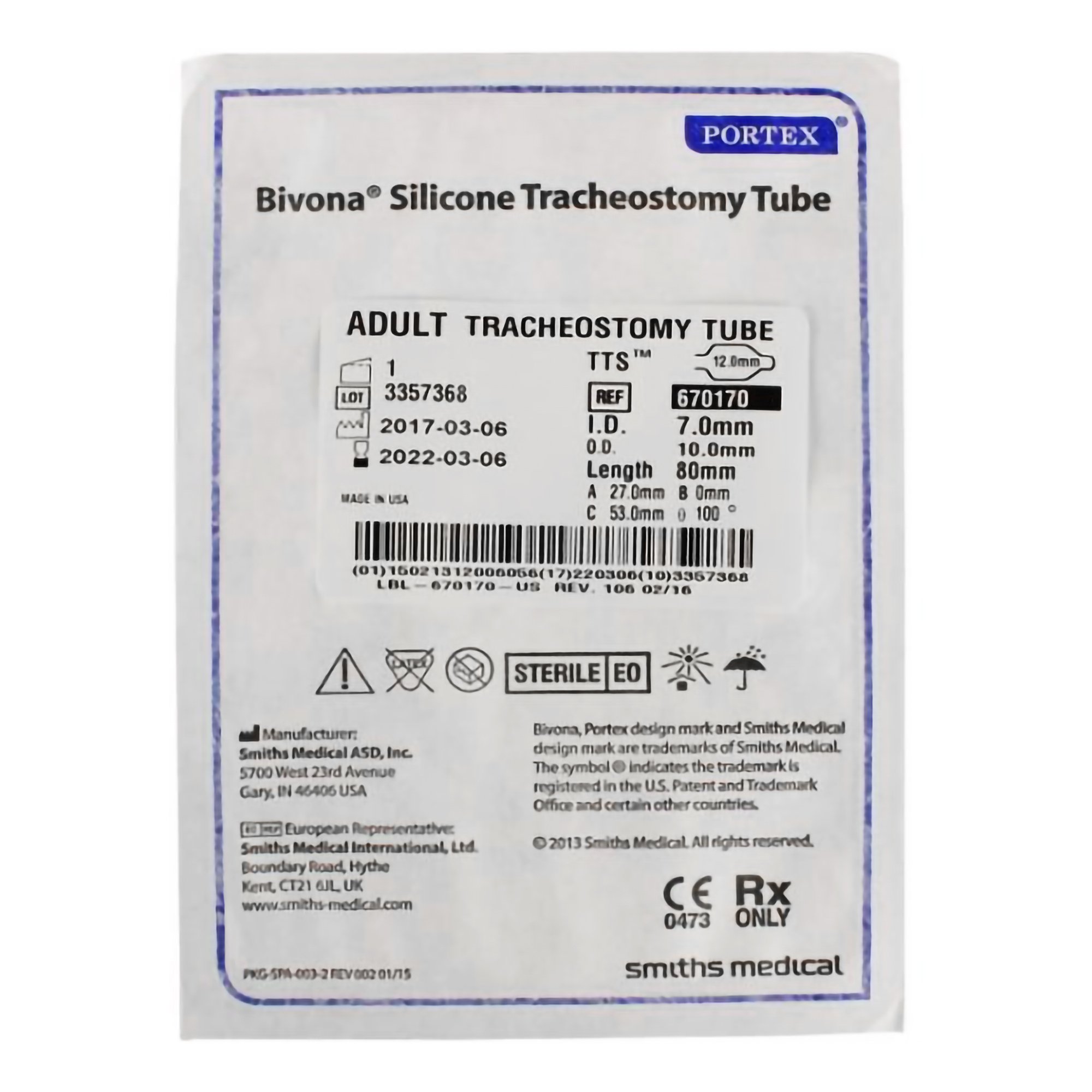 Bivona TTS Tracheostomy Tube, Size 7 MK 450021