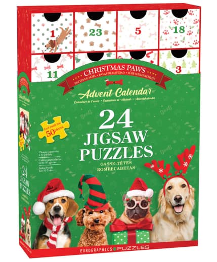 Eurographics Christmas Paws Advent Calendar (24 50-piece Jigsaw Puzzles)