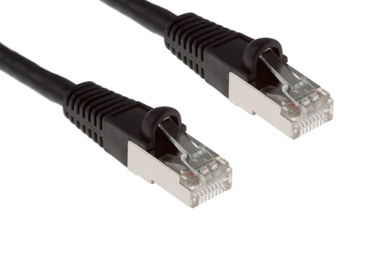 Cat6 Shielded Ethernet Patch Cable, Half-moon Boot, 75 ft, Black