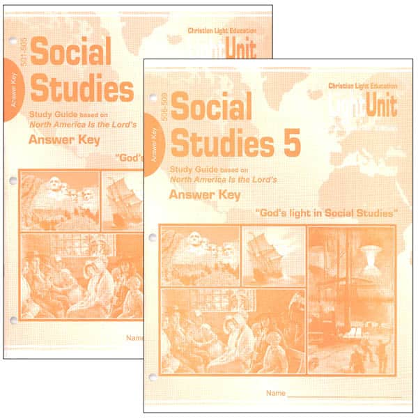 Christian Light Social Studies 501-509 LightUnit Answer Key Set Sunrise Edition
