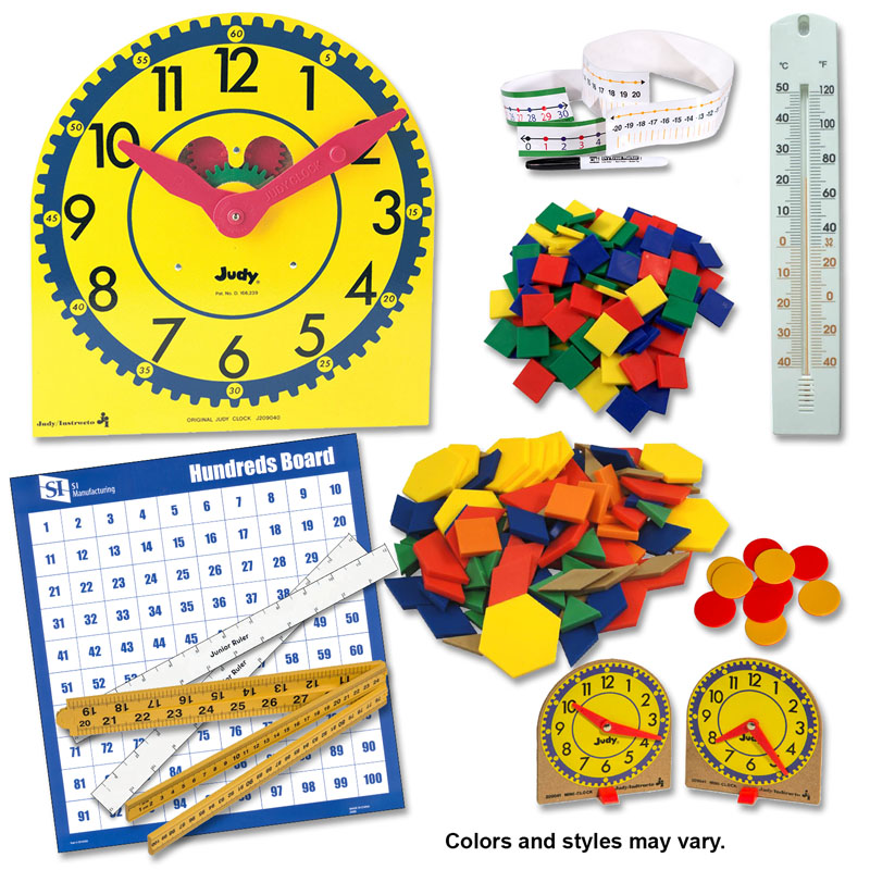 Manipulative Kit 3 (Basic Plastic Pattern Blocks, Judy Clock, Optional Items)