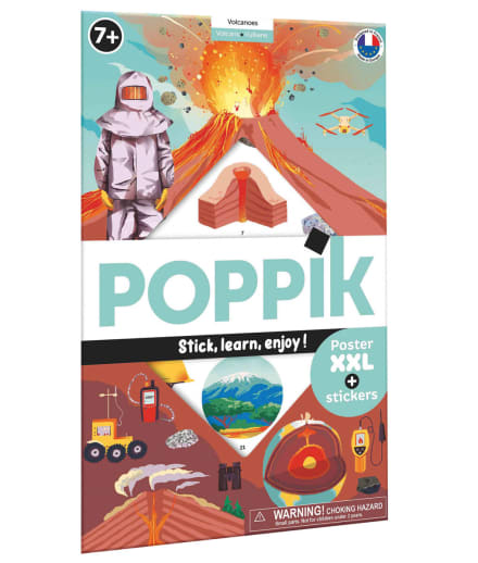 Poppik Discovery Poster + Stickers - Volcanoes