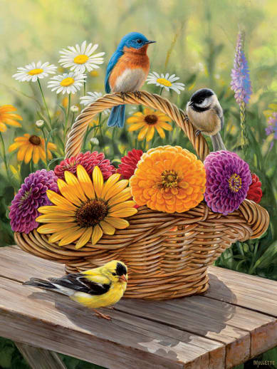 Cobble Hill Bluebird and Bouquet Tray Puzzle (35 piece)