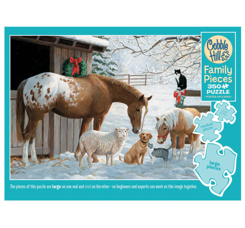 Cobble Hill Winter Barnyard Family Jigsaw Puzzle (350 piece)