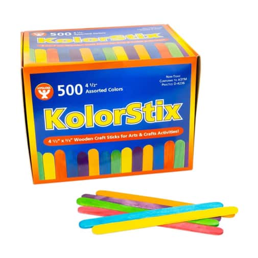 Hygloss KolorStix Colored Wooden Craft Sticks (500 count)