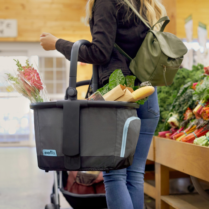 Pivot Xpand™ Stroller Market Basket (Gray Sky) Lifestyle Photo Pivot Xpand™ Stroller Market Basket (Gray Sky) Lifestyle Photo