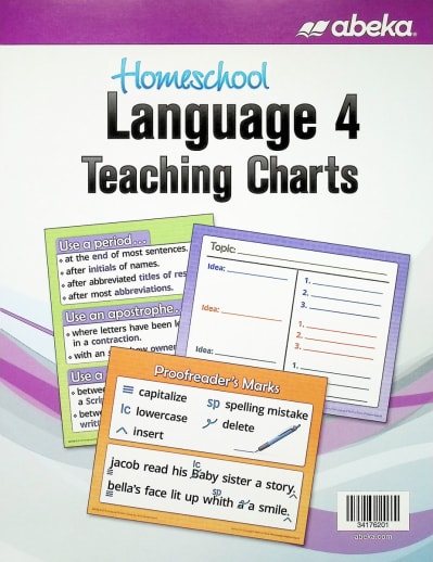 Abeka Language Arts 4 Homeschool Teaching Charts - Revised