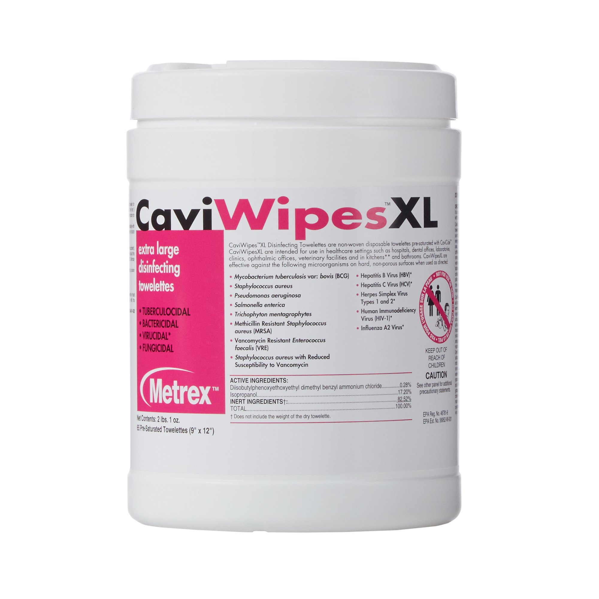 Metrex CaviWipes Surface Disinfectant Alcohol-Based Wipes, Canister MK 486719